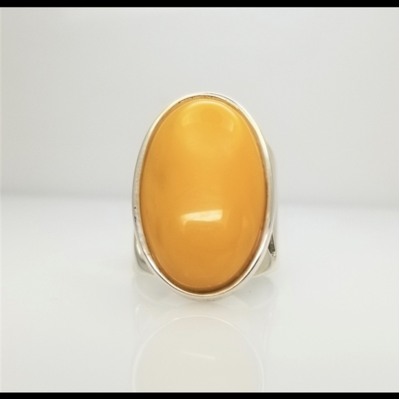 Jay King Jewelry - Vintage Jay King Yellow Cabochon Very Unique Sterling Silver 925 Ring  Jewelry